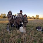 Victoria Edwards and family members Ben, Todd, 7, and Dax, 3, of Wyebridge went on their first successful goose hunt together. The young boys enjoyed the harvesting, but the waiting, not so much.