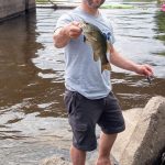 Josh Hoffman of Pembroke landed this nice smallmouth bass on the riverbank.