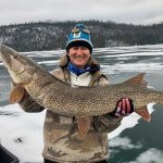 Lisa Patterson of Neebing harvested this northern pike through the ice on Lake Superior on New Year’s Day. With only one six-inch hand auger available, she and her husband had to drill two more holes adjacent to get it through, as it measured 23-lbs 10oz, and 45.5 inches long.