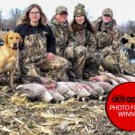 Photo Friday winner, Mike Smith of Petrolia, submitted a photo on behalf of his wife, who cleaned up in Ottawa during an APEX Waterfowl hunt hosted by Lady Huntress. Kneeling from left are, Mackenzie Kilmer, Mandy Smith (Mike’s wife), Megan Meloche, and MJ Baillargeon.