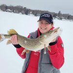 Jess Allison of Barrie presents her personal best pike caught from Lake Couchiching in Orillia.