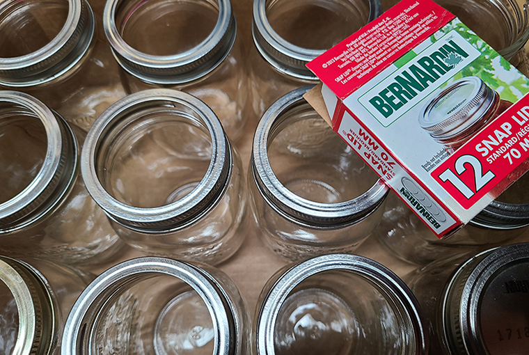 Preserve jars, in a box