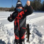 Elizabeth McRae of Whitney shared this photo of her daughter Madeline, 11, who caught her first lake trout on Valentine’s Day while ice fishing with her family north of Whitney.