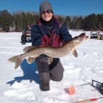 Mike Ecklund of Ottawa submitted this photo of his “awesome wife” Melanie, who caught this 28-inch northern pike in early March. She was using a dead bait on a tip-up while fishing the York River near their family cabin in Bancroft.