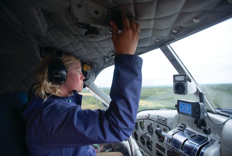 Pilot controlling a plane