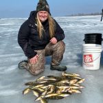 Amber Frak of Pain Court spent her first day of hardwater fishing in 2021 on Lake St. Clair with her father. While fishing in shallow water, the father-daughter pair were able to sight fish, which made it even more exciting.