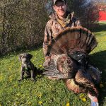 Clinton Smith of Brigden was lucky to harvest this tom on the first day of the 2021 season in Lambton County. His eight-week-old, lab, Nelly was eager to take the photo beside the 22-pound bird with one-inch spurs and a 10-inch bead.