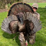Jerrika Geneau of Strathroy proudly displays her first tom of the year harvested while hunting on her father’s farm this spring. This is the first bird she called in and shot on her own.