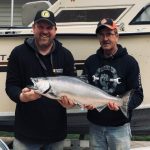 Anglers Jonathan Poore of Parkhill and his uncle Donnie McDonald landed this beauty 15-pound salmon out of Port Franks using a Ripplin Red Fin during a great day of fishing.