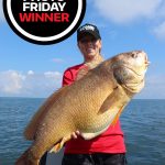Photo Friday winner Chrissy Clement of Brockville, who caught this nearly 17-pound freshwater drum while trolling deep-diving crankbaits for walleye in Lake Ontario back in August. It took her nearly 20 minutes to land the fish, while her husband Matt stayed at the ready with the net.