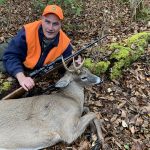 Chris Sierzputowski of Sault Ste. Marie harvested this 144-pound, six-point buck in WMU 45 on November 9.