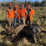 Luke Cassin of London harvested this moose with his grandfather’s gun after five years of trying. Luke Cassin, Howard Wilhelm, Bart Cassin, and Ken brown shared the moment.