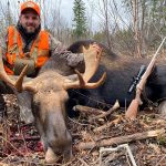 Anthony DiFebo of Aurora Ontario called in this bull and dropped it at 60-yards on his first moose hunt (much to his own surprise!)