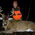 Kris Radzichowsky of Ottawa lured this buck in by imitating another buck scraping, and then two bucks fighting, closer to the end of legal shooting light. He came in at 26-yards looking for a fight.