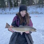 Chelsea Lynn of Thorne enjoyed a fire-on-the-shore with some nice brook trout after managing to find a solid six-inches of first ice.