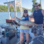 Matthew Schison of Eganville says his daughter, Rebecca, caught her first lake trout from Temagami Lake jigging a special way; the laker was more than 20 pounds!