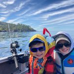 Parker and Hunter Pitt of Sault Ste. Marie enjoyed a nice spring morning while trying to catch coho on Lake Superior.