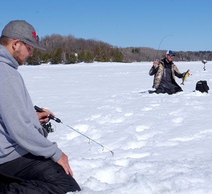 Ice Fishing With A Flasher Horizontal