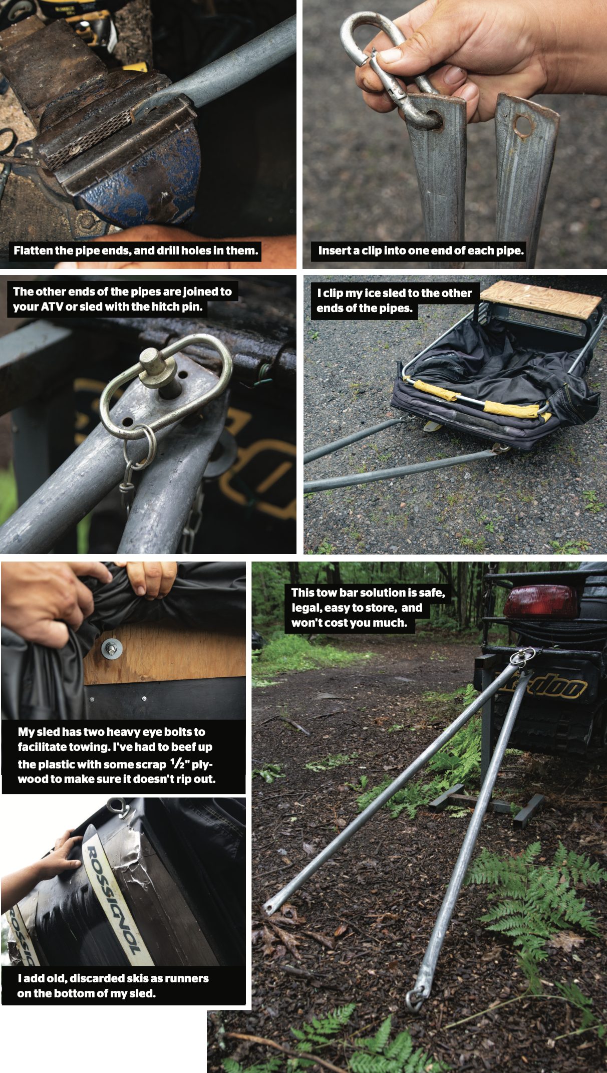 DIY Sled Tow Bar Steps