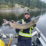 Jason Rose of Gadshill landed this 50-inch French River muskie with the help of good friends Doug and Jim using a hook and minnow with a slip weight.