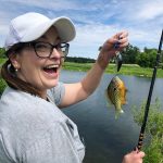 Lauren Eedy-Fisher of St. Marys caught a colourful June pumpkinseed from the Thames River on while out with her husband.