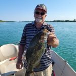 Barry Wilson of Windsor reeled in a four-pound bass from the Detroit River; it was the biggest he’s caught this year.