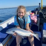 Justin Girard of Georgina took his daughter Olivia out for her first Lake Ontario fishing experience during the Great Ontario Salmon Derby Jr Angler Day.