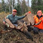 Jay and Trina Gelinas of Iroquois Falls harvested this 57.5-inch moose northeast of their home by calling it in; though they’re more on the “meat-hunting” side of things, they were nevertheless excited to see such amazing antlers.