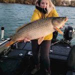 Nicole McCullough of Strathroy was jigging for walleye when she landed this 42-inch monster carp instead, using a one-ounce jig and rubber minnow.