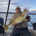 Robert Knebel of Embrun caught a 9.5-lb Bay of Quinte walleye trolling with a Charter Series Sherbert Walleye Runner with his friend, Cole.