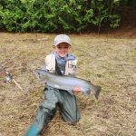 Jason Pitton of Cambridge was fishing with his son Jackson when they caught a steelhead.