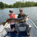 Michael Leclerc of Long Sault and grandson Gibson landed this 45-inch pike while fishing in Lake St. Lawrence.