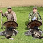 Steve Aversa of Tecumseh had a perfect end to the morning hunt with his friend, Rob. Both toms weighed 24-pounds with 10.5-inch beards.