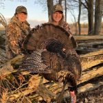 Kristina Pemberton with her mentor Stephanie Buck after harvesting this bird with a box call and a 20-gauge shotgun.