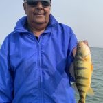 Moe Lal of Angus caught this beautiful perch while fishing with grandson Ady.