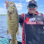 Cody Orgill with a catch from the annual Pro-Am tournament supporting the Canadian fishing team going to Arkansas in the fall to compete in the Pan Am championships.