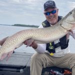 Lee Thompson of Wellandport caught his personal-best muskie at 52.75-inches while fishing with his buddies.