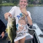 Ella Babcock caught this nice largemouth when she was with her father on Pigeon Lake. It was her biggest fish of the day.