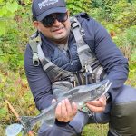 Moinul Syed of Mississauga landed this pink salmon on the Ganaraska River.