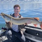 Spencer Dowd of Newton reeled in his first muskie, a 47.5 incher. It was a combined catch with his buddy, Drew.