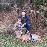 Dave Jonkman with Logan, 12 and an apprentice hunter, got his first deer on his first shot. It was a 37-yard crossbow shot and the deer dropped on the spot.