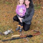 Jessica McComb of Whitney with daughter Mariah and the grouse of the day. It’s their favourite wild meat and Mariah loves grouse hunting.