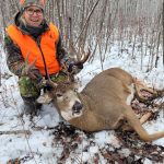 Ken Aird submitted this photo of Dawn Walmsley, who joined her dad for her first-ever deer hunt. She patiently waited seven days before she harvested this 8-point buck.