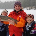 Amy Richardson with kids Danika and Brent. They had a great day of splake action to start the year. Submitted by dad Brock Richardson.