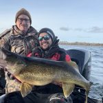 Jeremy Semenuk was trolling husky jerks behind off-shore boards with dad and managed to reel in this 32-inch walleye.