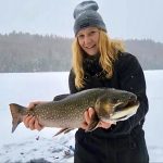 Tristin Jarratt found the trip worth it when she ended up with this 20-inch brook trout after a long hike into an Algoma backcountry lake.