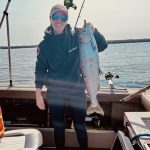 Caitlin Frappier of Hagar was salmon fishing for the first time when she caught this 10-pound beauty. It was a great first experience for salmon with friends, and she is hooked!