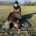 Dakota Clifford of Gravenhurst harvested this 22-pound, 11-ounce turkey with a 10-inch beard and ¾-inch spurs in April 2024; she has been hunting since she was 12, and this is her fifth turkey.