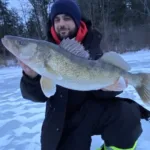 Justin Ghazarian of Rockland was fishing in 10 feet of water when he landed this nine-pound walleye on a jig and minnow. It was caught in the same location he frequents to catch big walleye.