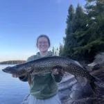 Mark and Kayla Deans of Neebing were on De Lesseps Lake when Kayla caught-and-released this beautiful 34-inch pike. Kayla is sharpening her skills and living the dream working as a summer guide at Guardian Eagle Resort.